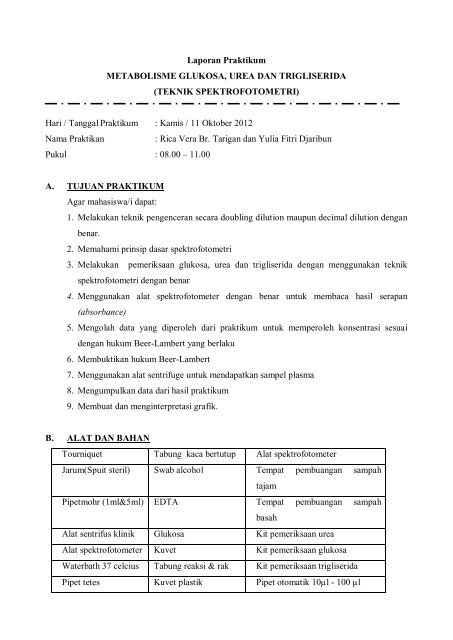 Laporan Praktikum METABOLISME GLUKOSA ... - OpenWetWare