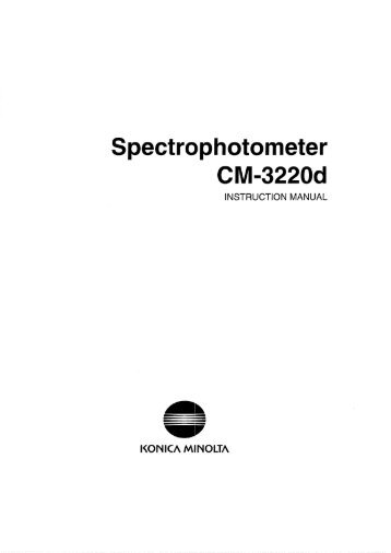 Page 1 Spectrophotometer CM-3220d INSTRUCTION MANUAL ...