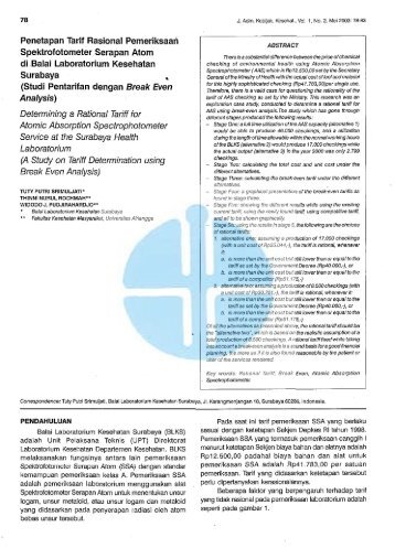 Penetapan Tarif Rasional Pemeriksaali Spektrofotometer Serapan ...