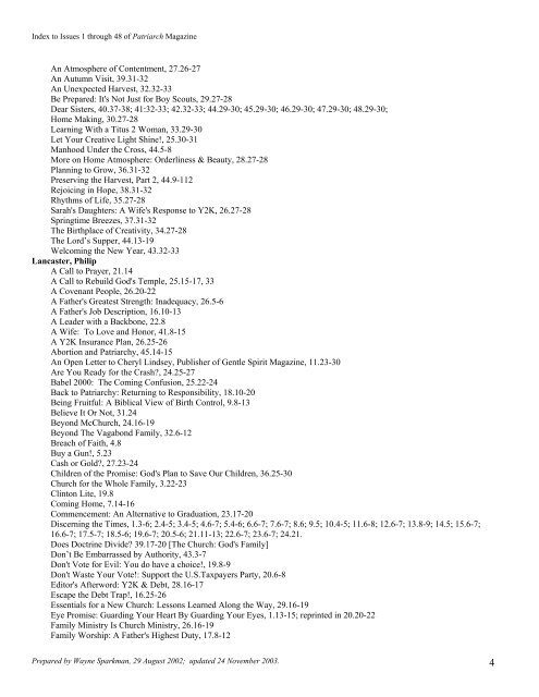 Author/Title Index for Patriarch Magazine - PCA Historical Center