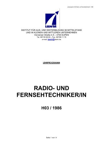 h03 radio- und fernsehtechniker/in - IAWM