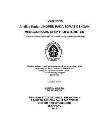 Analisa Kadar LIKOPEN PADA TOMAT DENGAN MENGGUNAKAN ...