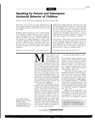 Spanking by Parents and Subsequent Antisocial Behavior of Children