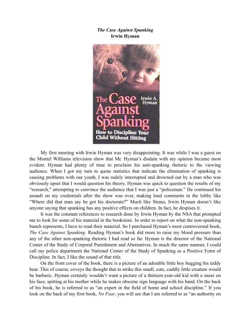 The Case Against Spanking Irwin Hyman Back To Home Page