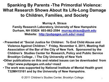 Spanking By Parents -The Primordial Violence ... - Brooklyn College