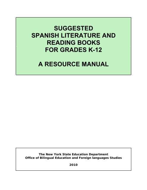 Suggested Spanish Literature and Reading Books - p-12 - New York ...