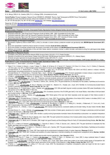 Name: JOSÉ MARÍA EIRÍN LÓPEZ CV short version, JULY 2012