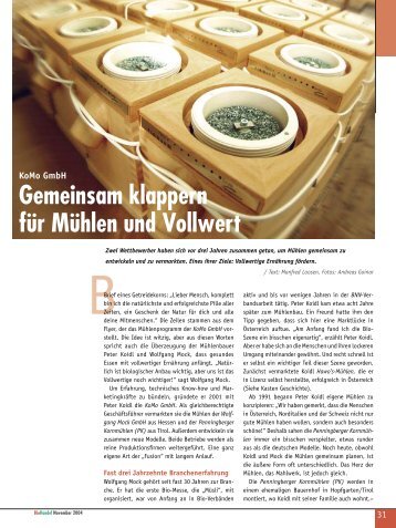 Gemeinsam klappern für Mühlen und Vollwert - KoMo