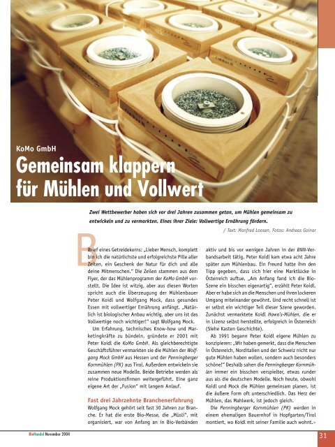 Gemeinsam klappern für Mühlen und Vollwert - KoMo