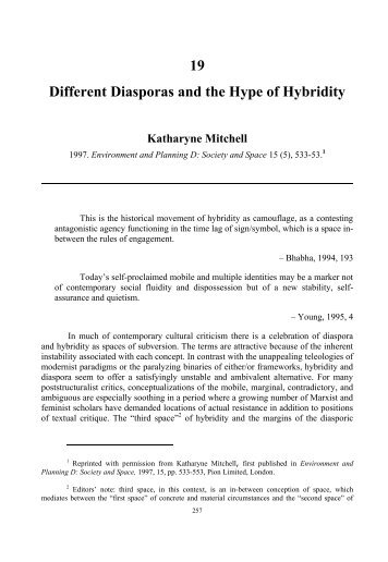 19 Different Diasporas and the Hype of Hybridity - Praxis (e)Press