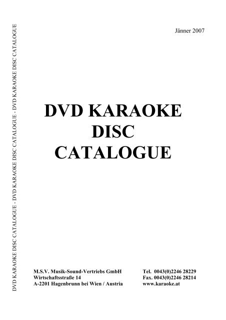 dvd karaoke disc catalogue - Musik-Sound-Vertriebs GmbH