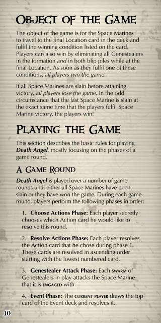 rules for Space Hulk: Death Angel - The Card - Fantasy Flight Games