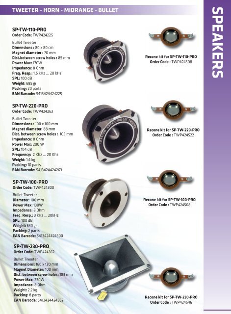 speakers tweeter - horn - midrange - ITC