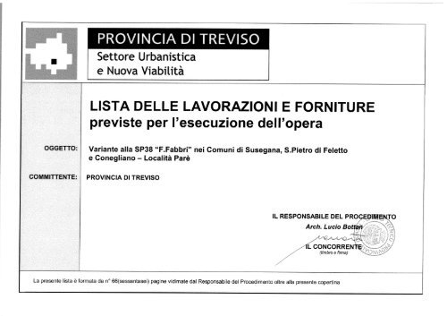 Leggi la lista delle lavorazioni e forniture per - Provincia di Treviso