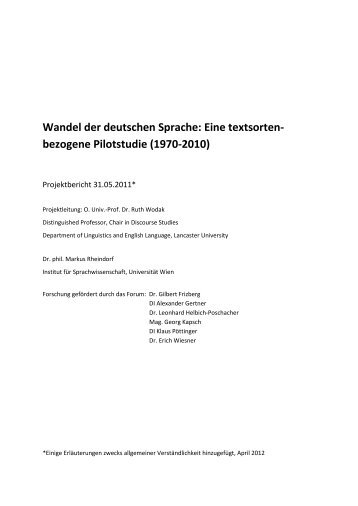 Wandel der deutschen Sprache: Eine textsorten ... - Der Standard