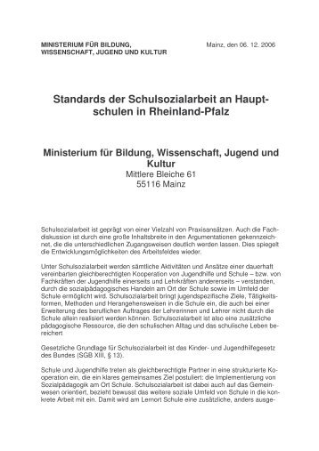 Standards Schulsozialarbeit - Jugend.rlp.de - in Rheinland-Pfalz