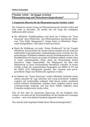 Soziale Arbeit – im Spagat zwischen Ökonomisierung und ...