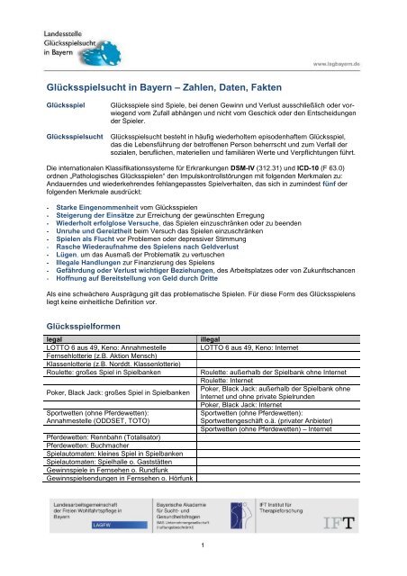 Glücksspielsucht in Bayern – Zahlen, Daten, Fakten - Landesstelle ...