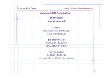 Grundlagen der Sozialisationsforschung - Universität Flensburg