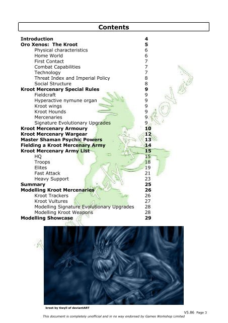 Codex: Kroot Mercenaries - Index of