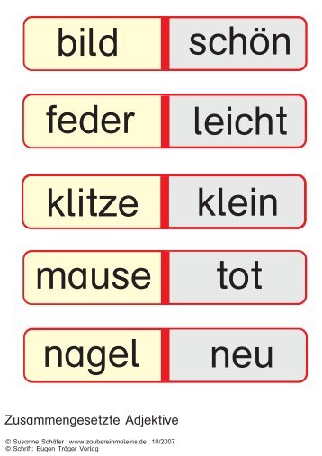 Zusammengesetzte Adjektive - Zaubereinmaleins