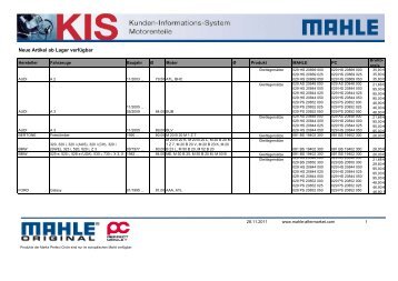 Mahle_neue Artikel - Schmettau & Fuchs