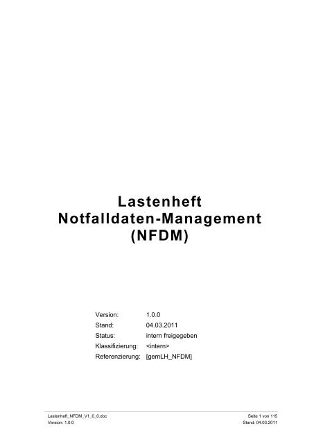 Lastenheft Notfalldaten-Management - Bundesärztekammer