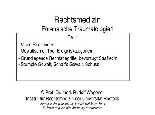 We 2008/2009 16 - Institut für Rechtsmedizin - Universität Rostock