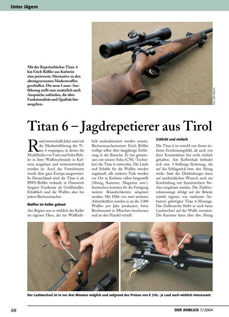 Titan 6 – Jagdrepetierer aus Tirol - Rössler