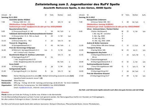 Zeiteinteilung zum 2. Jugendturnier des RuFV Spelle - Reit- und ...