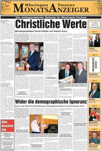 Ausgabe 28 (Juli-August 2004) - Rheingau-Taunus-Monatsanzeiger