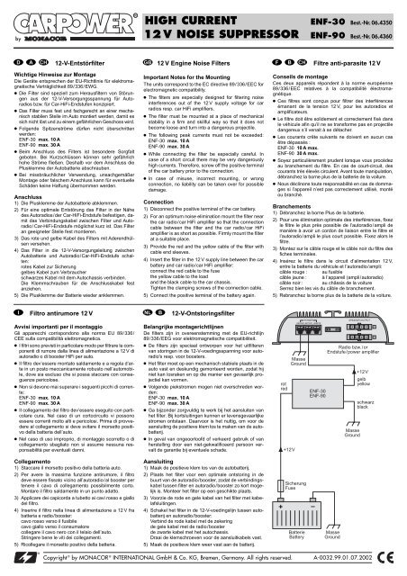 HIGH CURRENT 12V NOISE SUPPRESSOR - Monacor