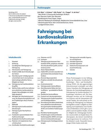 Fahreignung bei kardiovaskulären Erkrankungen - Leitlinien ...