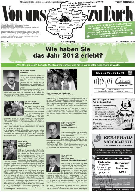 Wie haben Sie das Jahr 2012 erlebt? - Handels- und ...