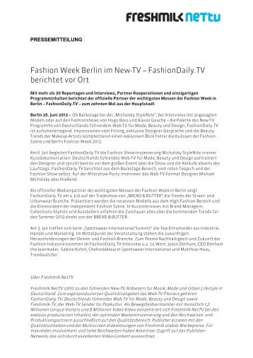 Fashion Week Berlin im New-TV – FashionDaily.TV berichtet vor Ort