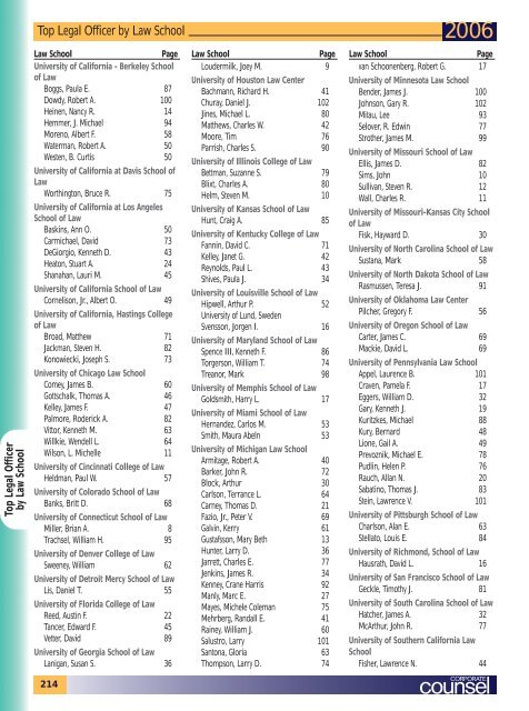 Directory of In-House Law Departments Top 500 Companies ...