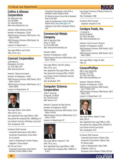 Directory of In-House Law Departments Top 500 Companies ...