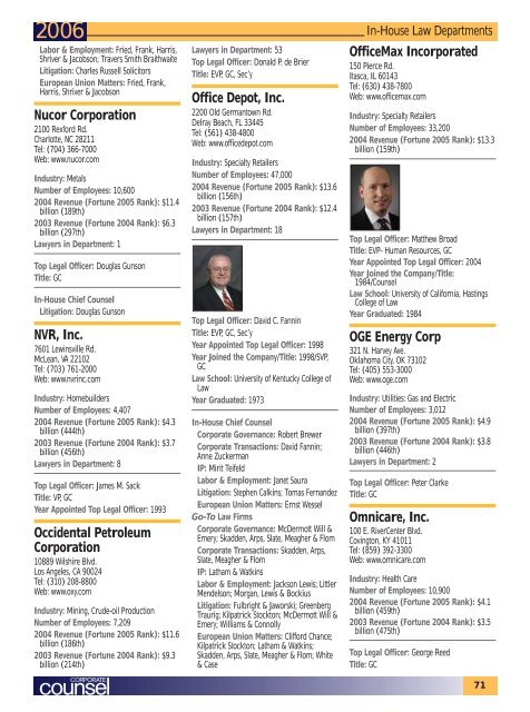 Directory of In-House Law Departments Top 500 Companies ...