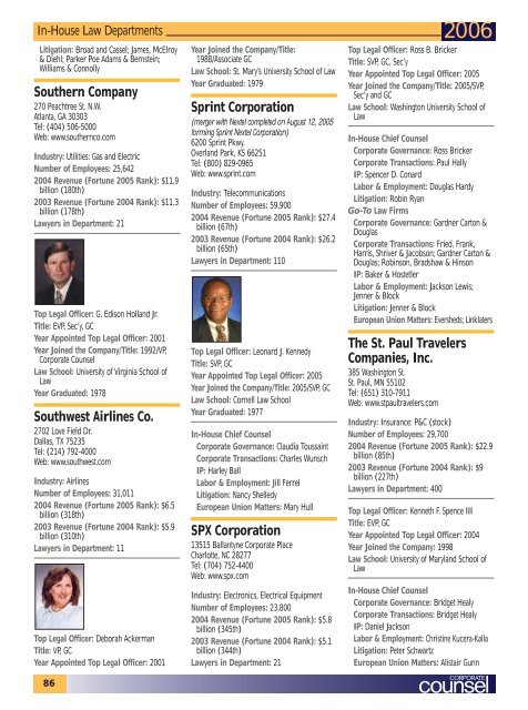 Directory of In-House Law Departments Top 500 Companies ...