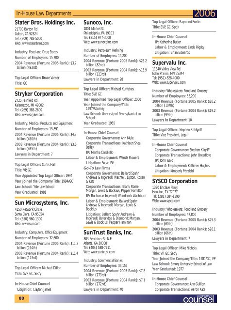 Directory of In-House Law Departments Top 500 Companies ...