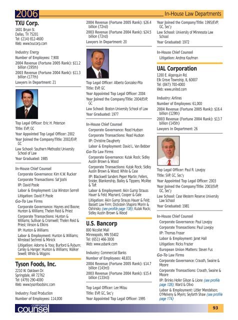 Directory of In-House Law Departments Top 500 Companies ...