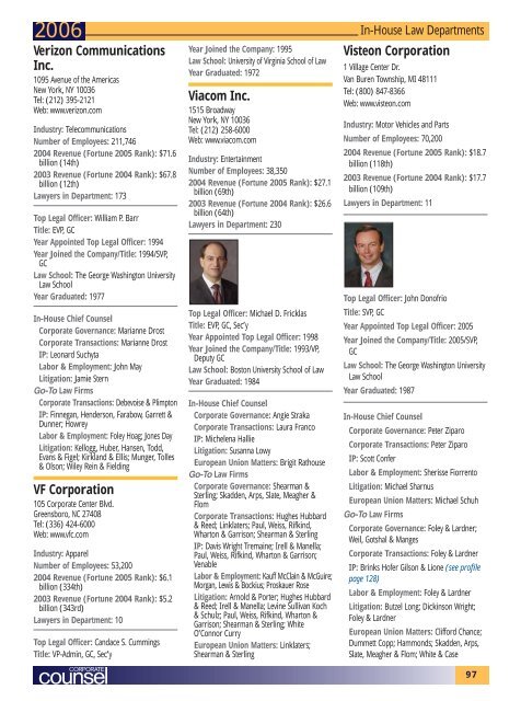 Directory of In-House Law Departments Top 500 Companies ...