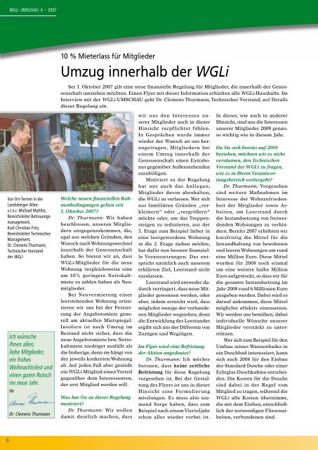 Aus dem Inhalt - WGLi Wohnungsgenossenschaft Lichtenberg eG