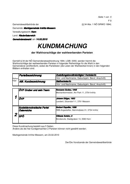 1 - Marktgemeinde Irnfritz-Messern