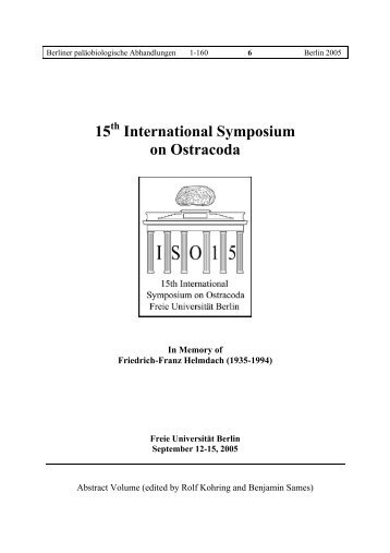 15 International Symposium on Ostracoda - Freie Universität Berlin