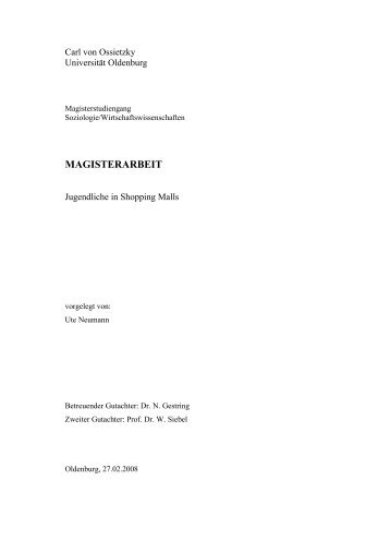 MAGISTERARBEIT - Stadtforschung - Carl von Ossietzky Universität ...