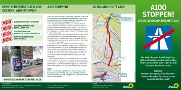 A100 STOPPEN! - Bündnis 90/Die Grünen im Abgeordnetenhaus