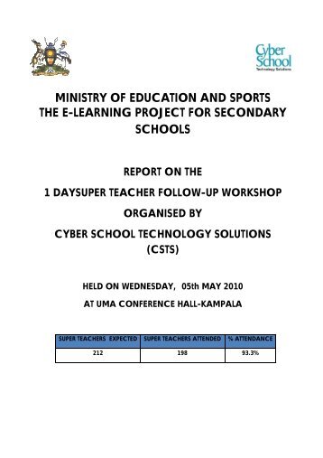 ministry of education and sports the e-learning project for secondary ...