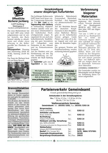 Parteienverkehr Gemeindeamt - Jochberg