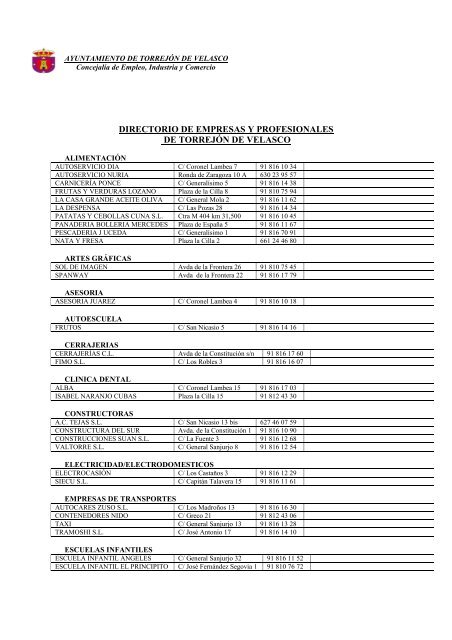 Guia De Empresas Torrejon De Velasco